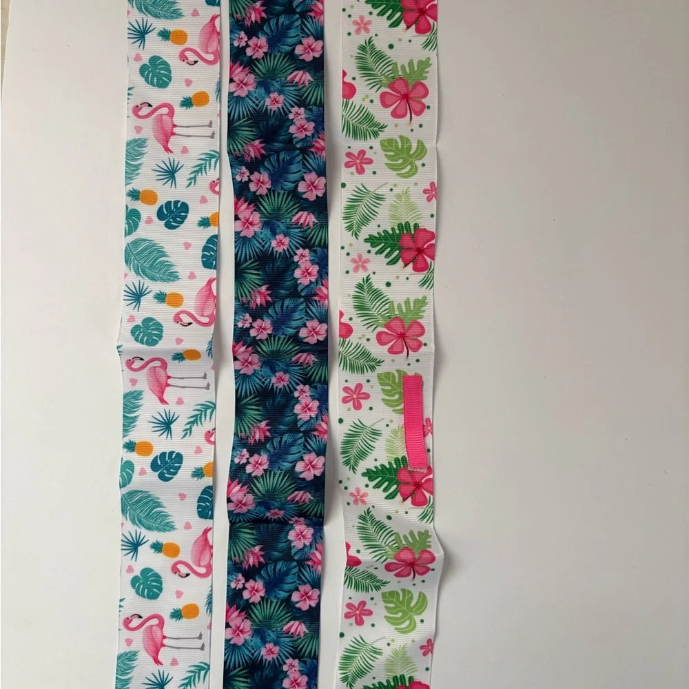Tropical Print Fold Over Ribbons